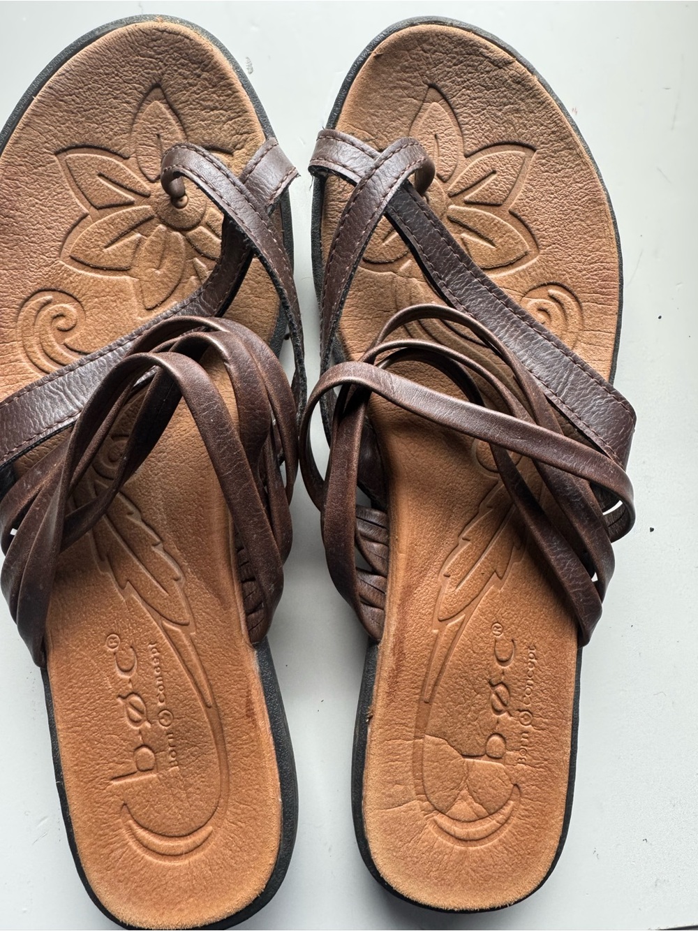 b.o.c. Brown Strappy Leather Women's Sandals